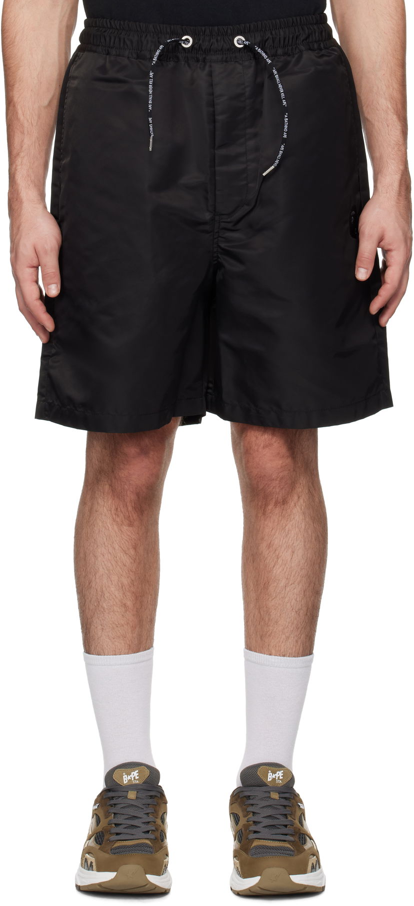 Шорти BAPE Ape Head Nylon Shorts чорний | 001SPK801301M
