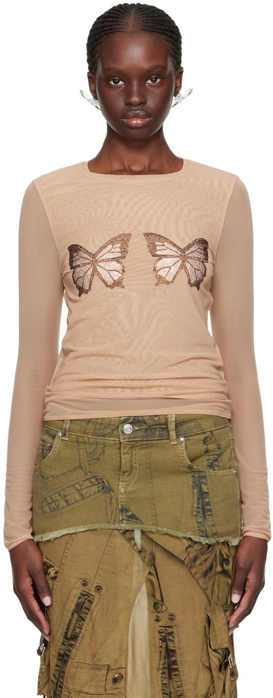 Безрукавка Blumarine Graphic Long Sleeve T-Shirt бежевий | P422T056A
