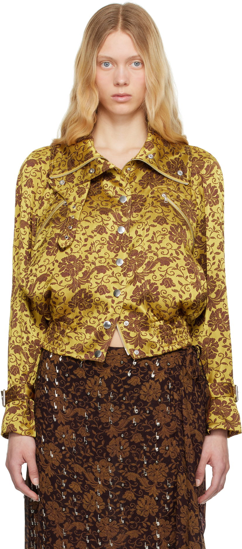 Куртка бомбер Dries Van Noten Dries Van Noten Jacquard Bomber Jacket Жовтий | 251-010506-1224