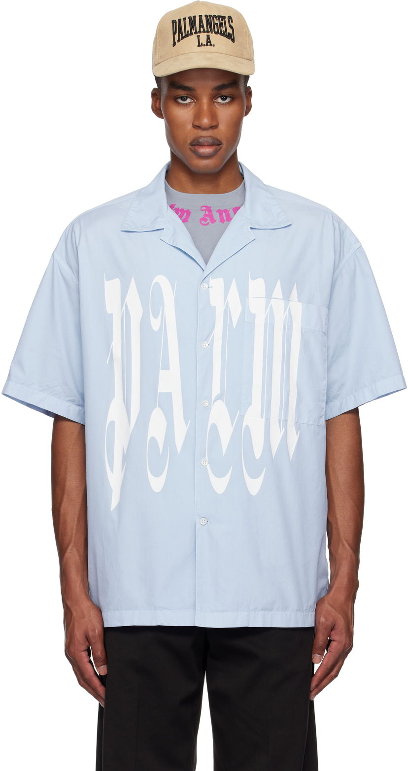 Сорочка Palm Angels Gothic Logo Shirt Синій | PMGG007F24FAB0044001