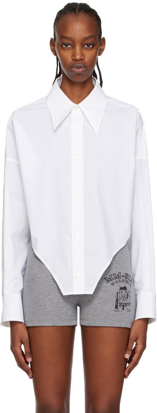 Сорочка Maison Margiela MM6 Maison Margiela Curved Hem Shirt білий | S62DT0007 S47294