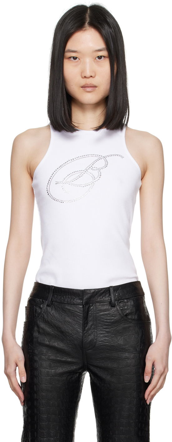 Безрукавка Blumarine Crystal-Cut Logo Tank Top білий | A422T076A