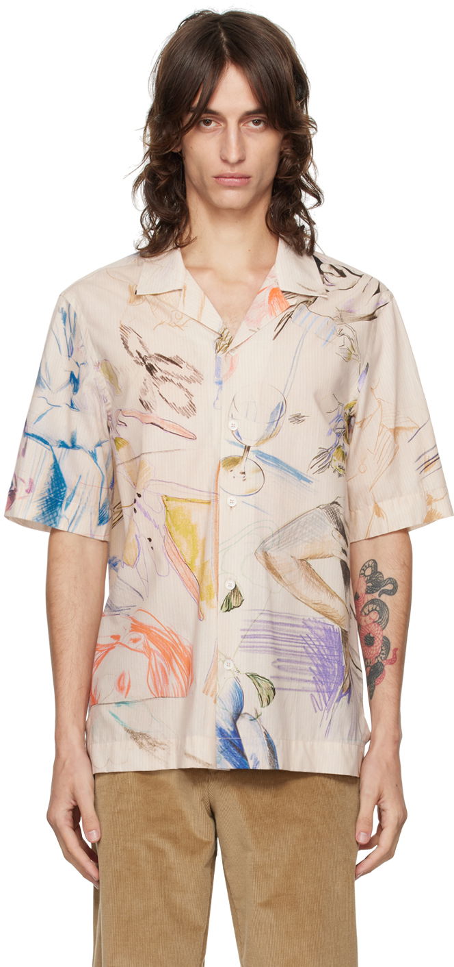 Сорочка Paul Smith Paul Smith Printed Short Sleeve Shirt бежевий | M1R-905U-N02442-92