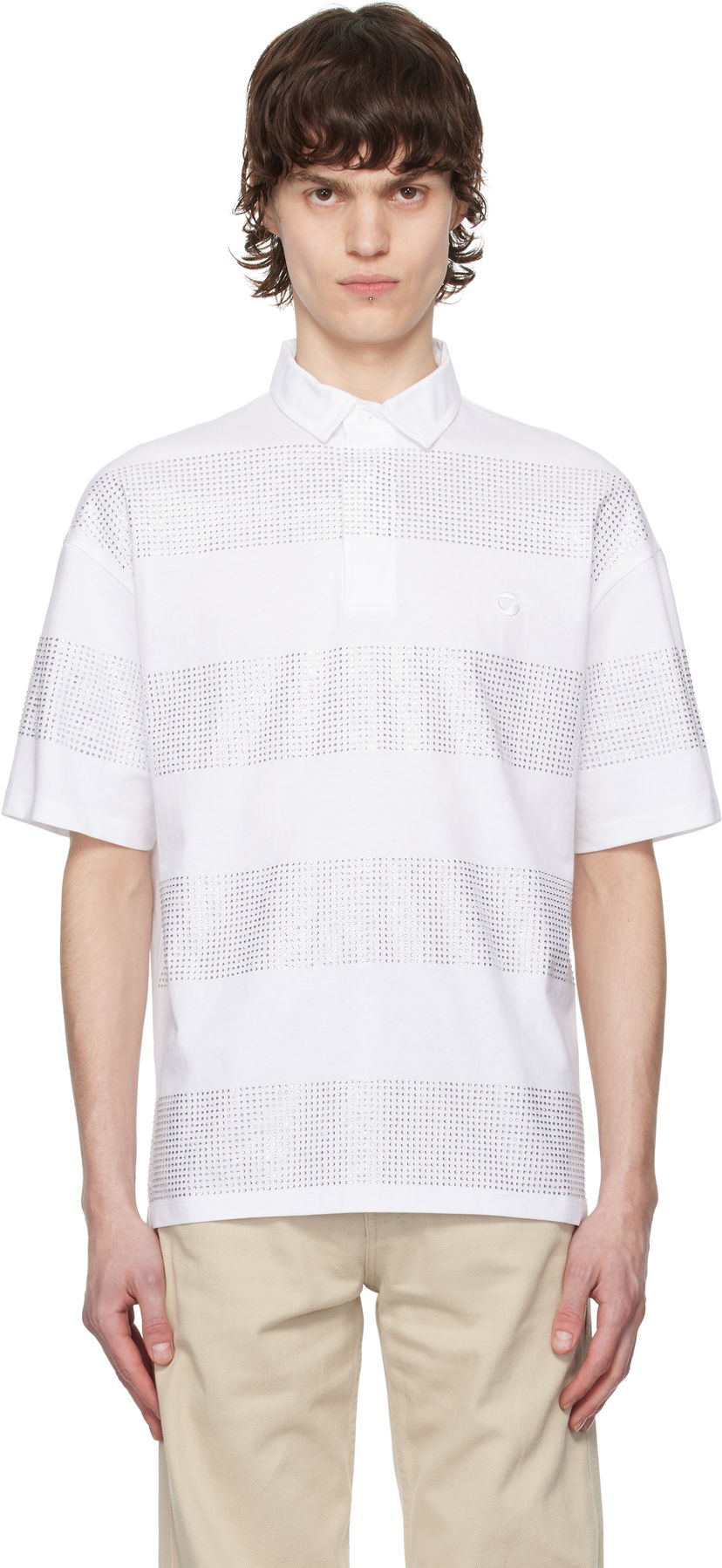 Сорочка поло Coperni Coperni Crystal Striped Polo білий | COPJS117CRF5026MEN