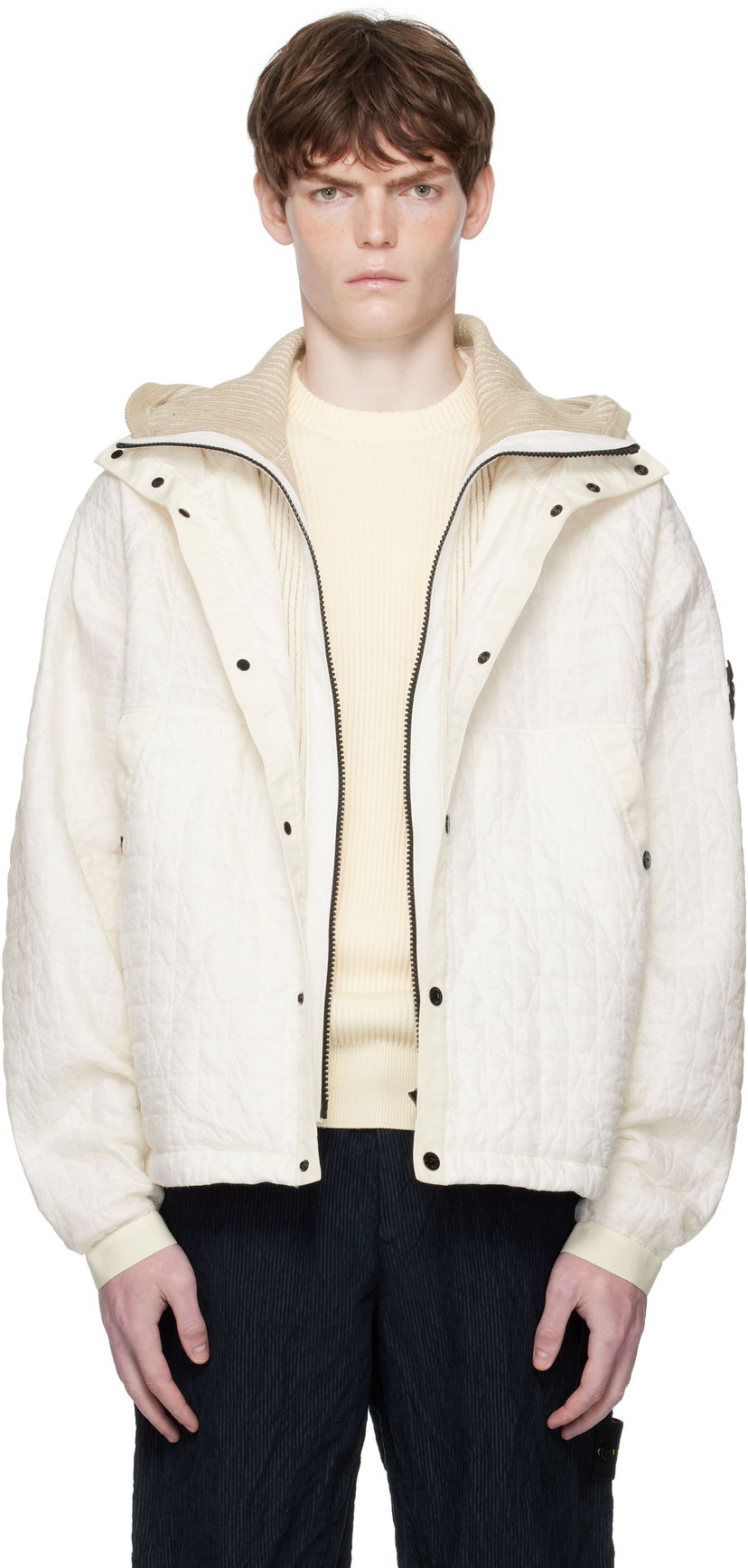 Куртка Stone Island Stone Island Quilted Crinkled Reps Hooded Jacket білий | K2S15 4100023 S0186
