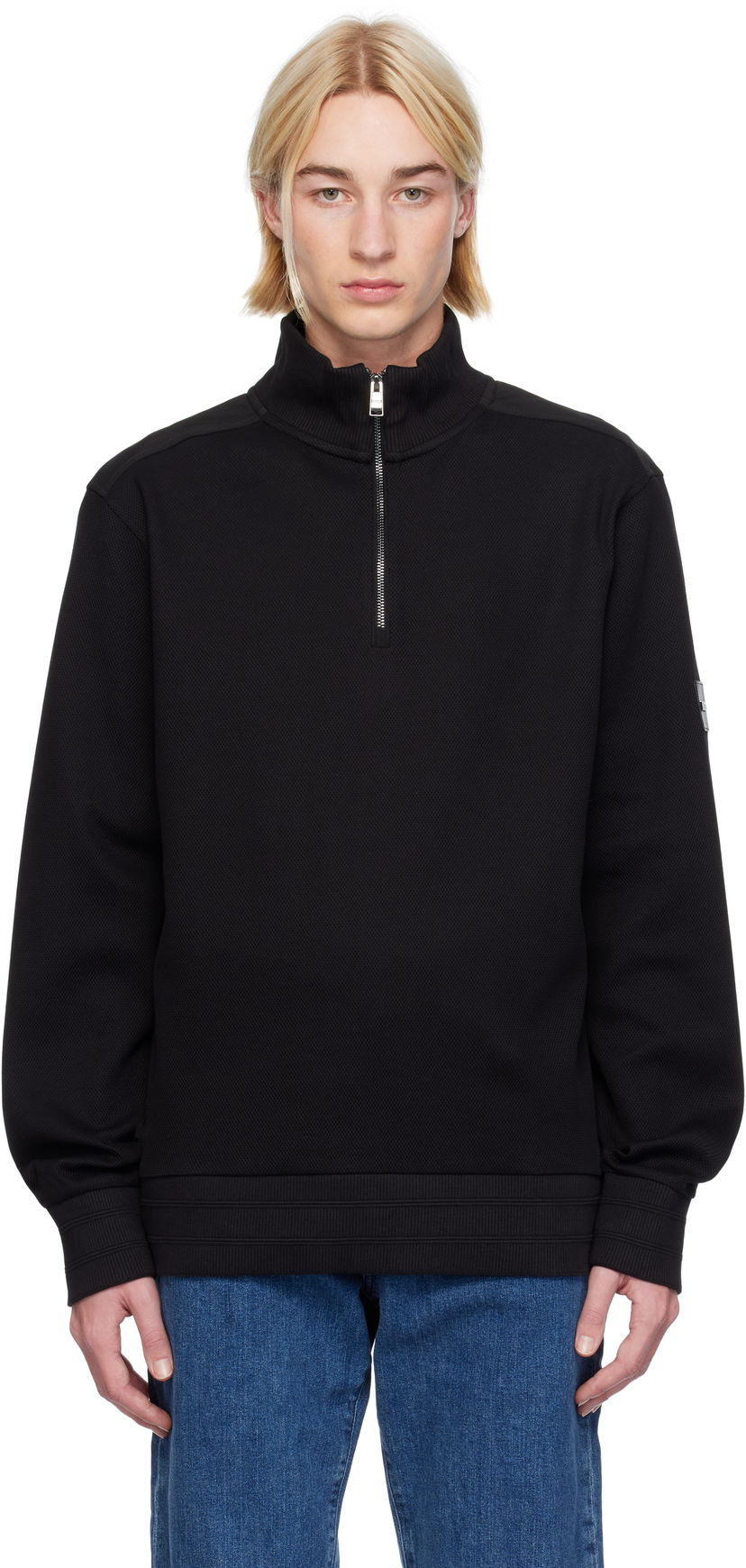 Світшоти BOSS Regular-Fit Quarter-Zip Sweatshirt чорний | 50524999