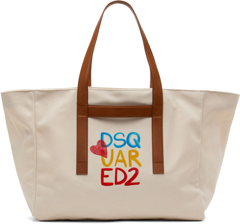 сумка-тоут DSQUARED2 Dsquared2 Summer Lovers Canvas Tote Bag білий | SPM0104-00308367-5089