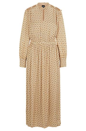плаття BOSS Monogram Print Silk-Blend Dress бежевий | 50509345