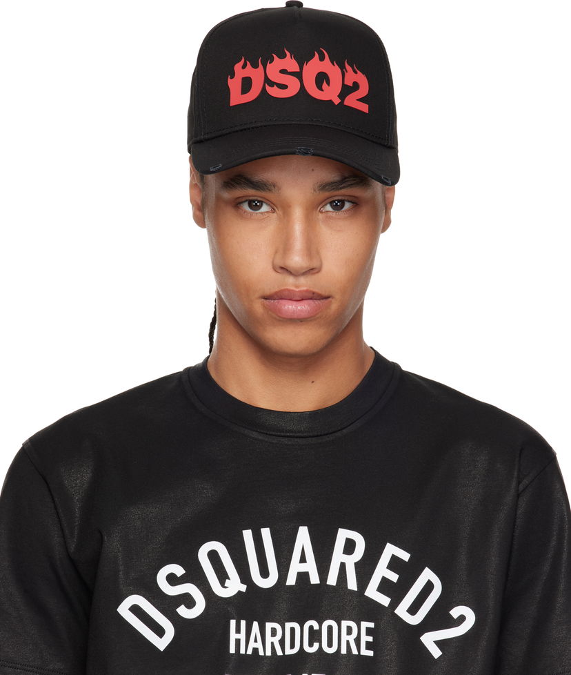 Кепка DSQUARED2 Dsquared2 Baseball Cap with Flames Logo чорний | BCM0915-05C00001-2124