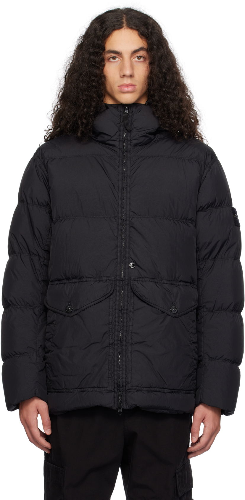 Пуховик Stone Island Stone Island Crinkle Reps R-NY Down Jacket чорний | 811540723