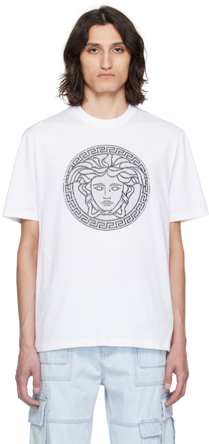 Футболка Versace White Medusa Sliced T-Shirt білий | 1013302_1A10721