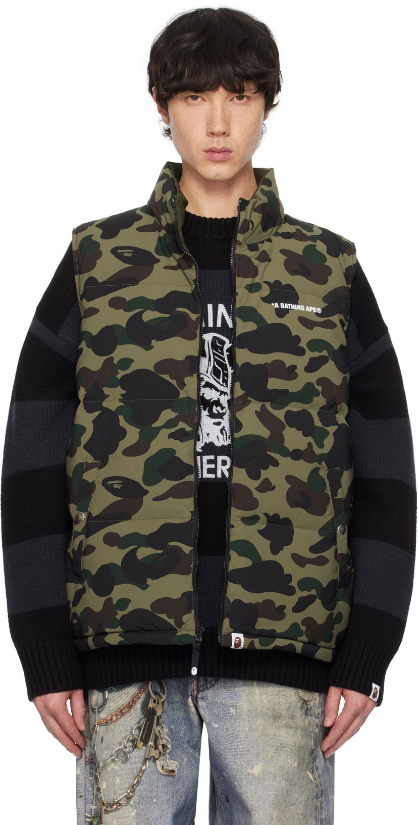 Жилет BAPE Camo Reversible Down Vest Зелений | 001DNK801012M