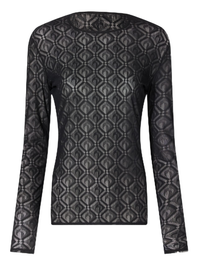 Футболка Marine Serre Monogram Mesh Jacquard Second Skin Top чорний | WTO068-BK99
