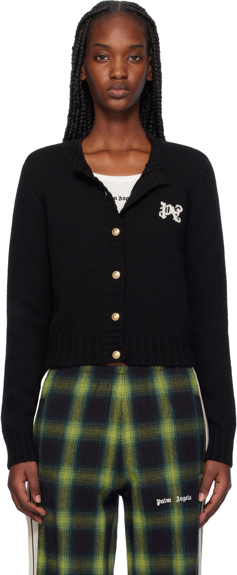 Cветр Palm Angels Cardigan Sweater чорний | PWHB020F24KNI0011003