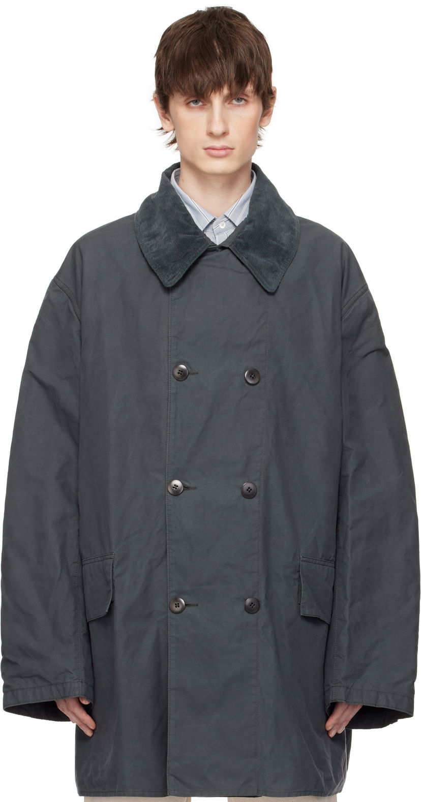 Тренчкот Maison Margiela Maison Margiela Cotton Caban Jacket Сірий | S50AM0633 M35282
