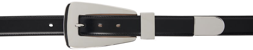 Ремені Khaite Lucca Silver-Tone Buckle Leather Belt чорний | 9985-763