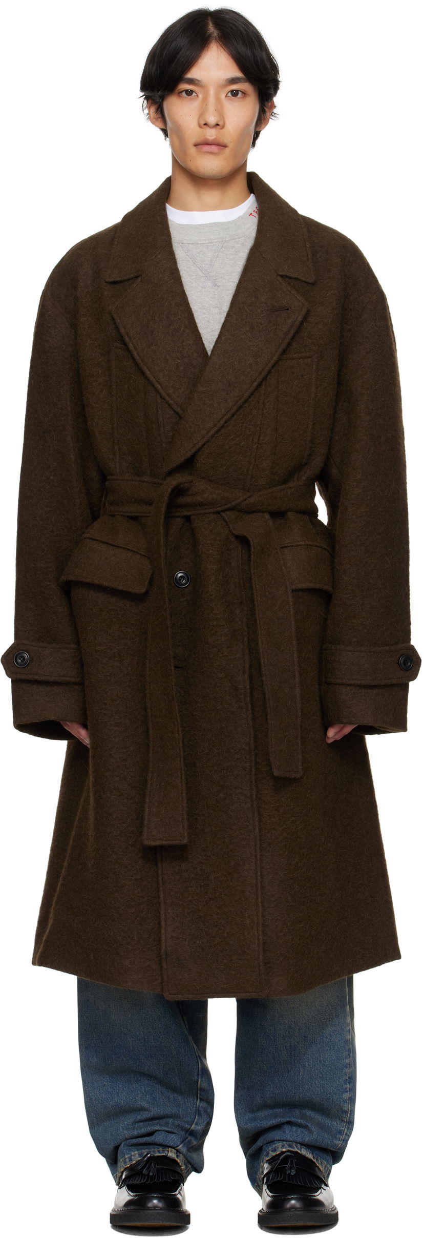 Пальто Andersson Bell Andersson Bell Mattia Shaggy Wool Robe Coat Коричневий | awa714m