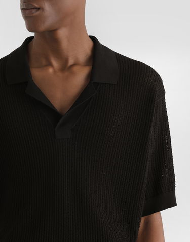 Сорочка поло Dolce & Gabbana Dolce & Gabbana Short-Sleeved Openwork Polo Shirt чорний | GXZ63TJBCFMN0000, 3