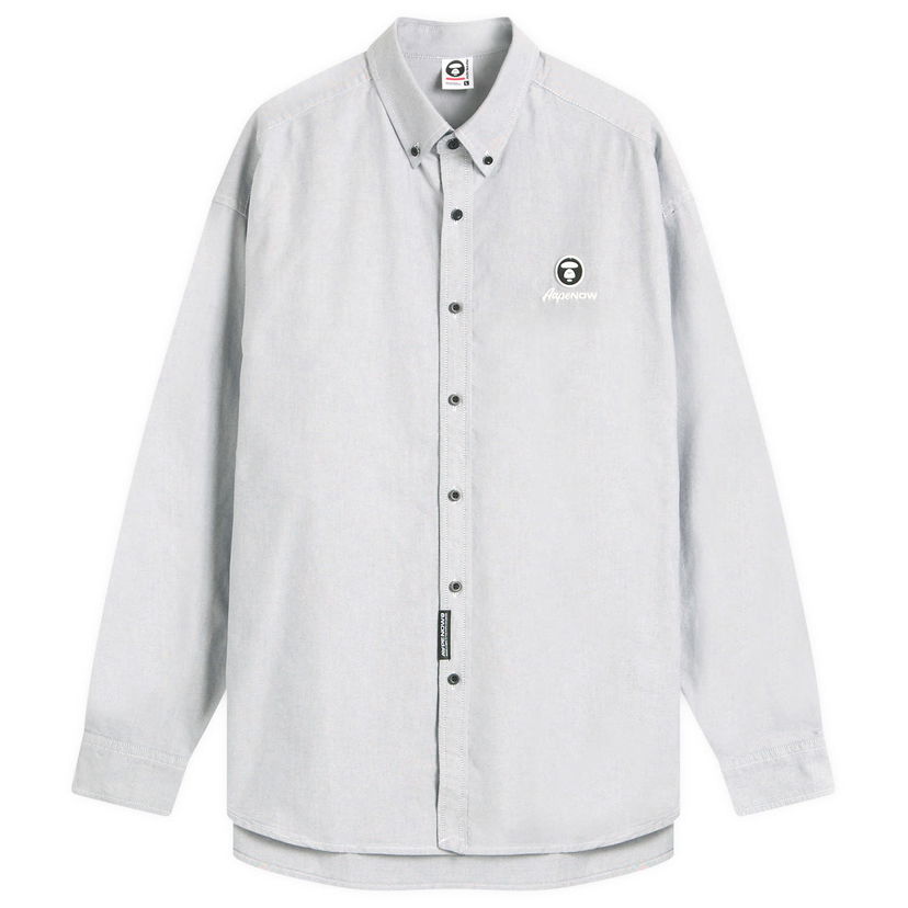 Сорочка AAPE by A Bathing Ape AAPE Now Solid Oxford Shirt, Size Large Сірий | AAPSTM8512XX-BLK