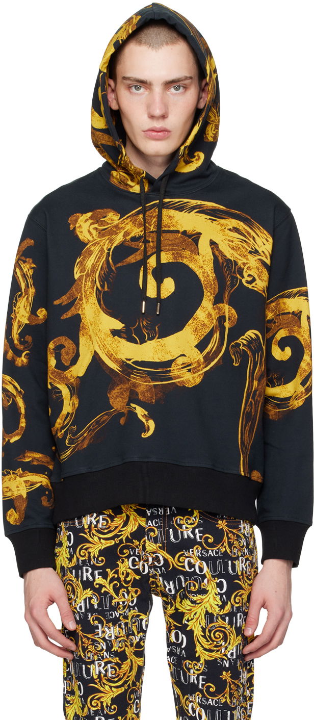 Світшоти Versace Jeans Couture Black Watercolor Couture Hoodie чорний | E76GAI3HW_EFS131