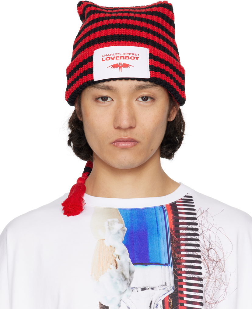 Шапка Charles Jeffrey Loverboy Charles Jeffrey LOVERBOY Sloppy Giuseppe Knit Beanie with Tassel Червоний | 54131003
