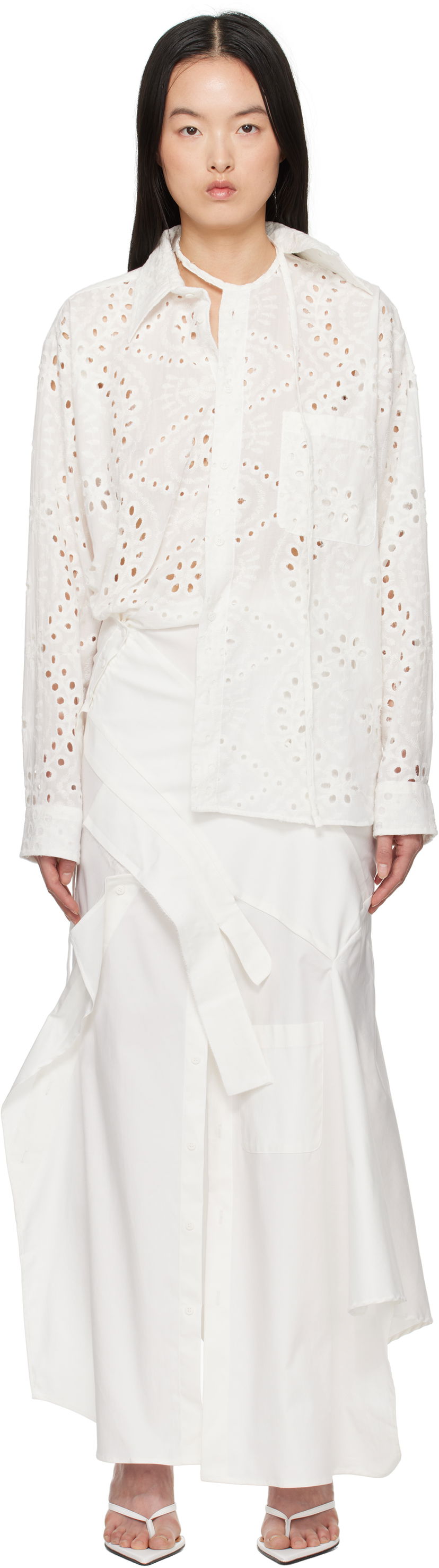 плаття Ottolinger Ottolinger Deconstructed Shirting Midi Dress білий | 10650010601