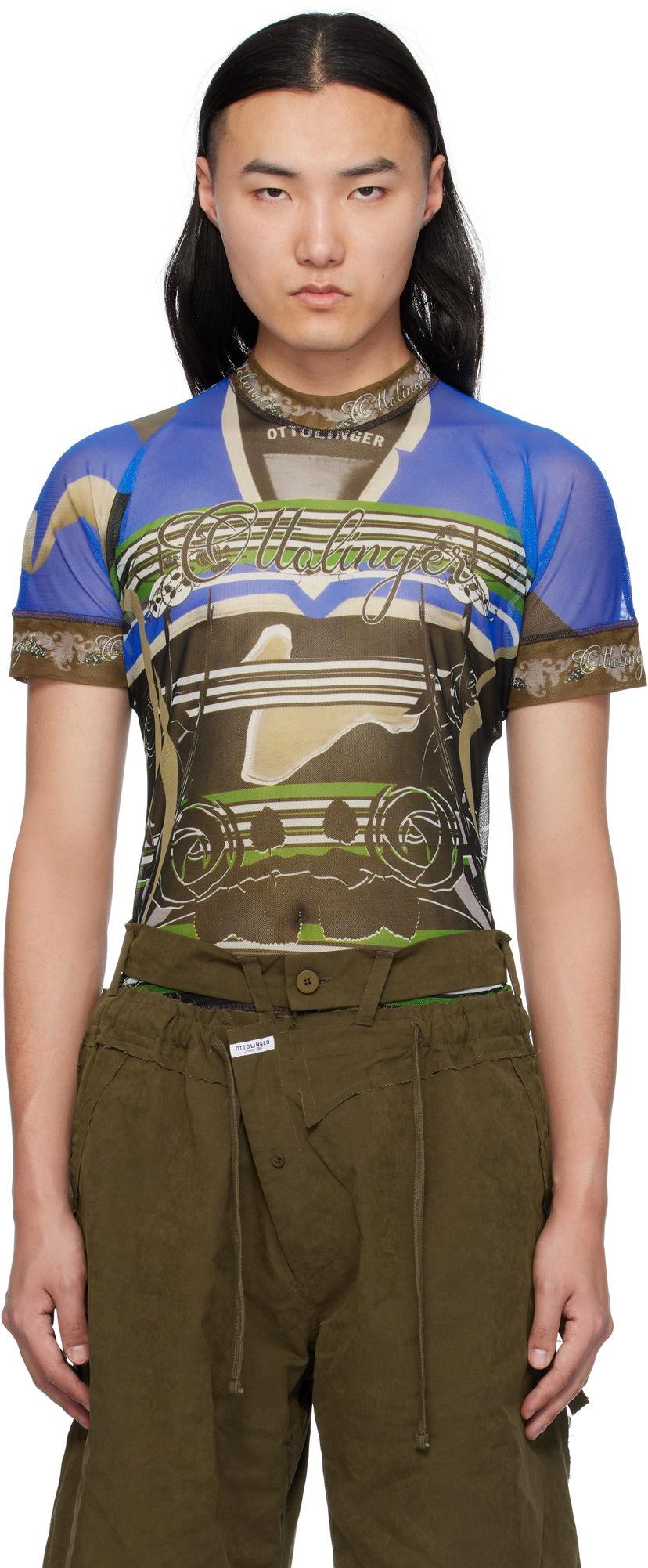 Футболка Ottolinger Ottolinger Printed Mesh T-Shirt Синій | 101-100501-01