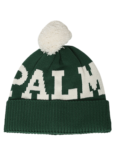 Шапка Palm Angels Logo Pompon Beanie Зелений | PWLC011F22KNI0015501
