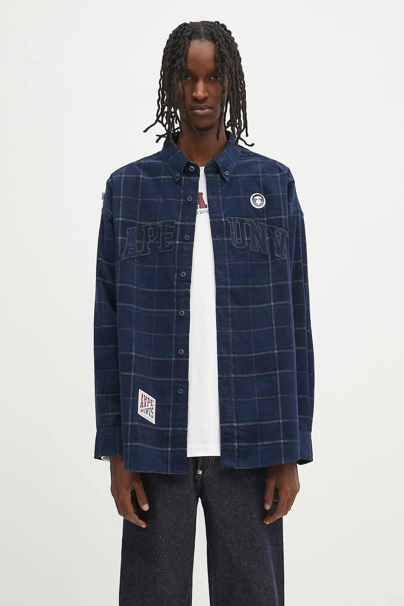 Сорочка AAPE by A Bathing Ape AAPE Main Long Sleeve Relaxed Button-Down Shirt темно-синій | AAPSTM8505XXN