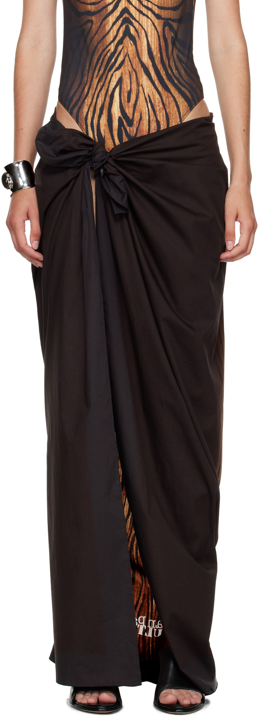 Спідниця Jean Paul Gaultier Jean Paul Gaultier Wood Print Cover-Up Maxi Skirt чорний | 25/03-U-AC027-W035-0060