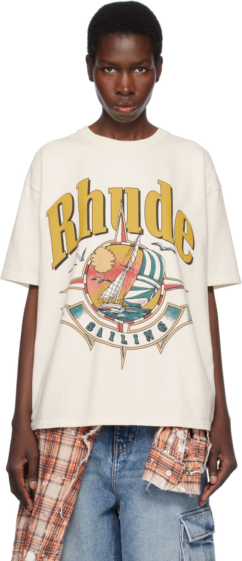 Футболка Rhude Rhude Sailing Graphic T-Shirt білий | RHSS25TT01012