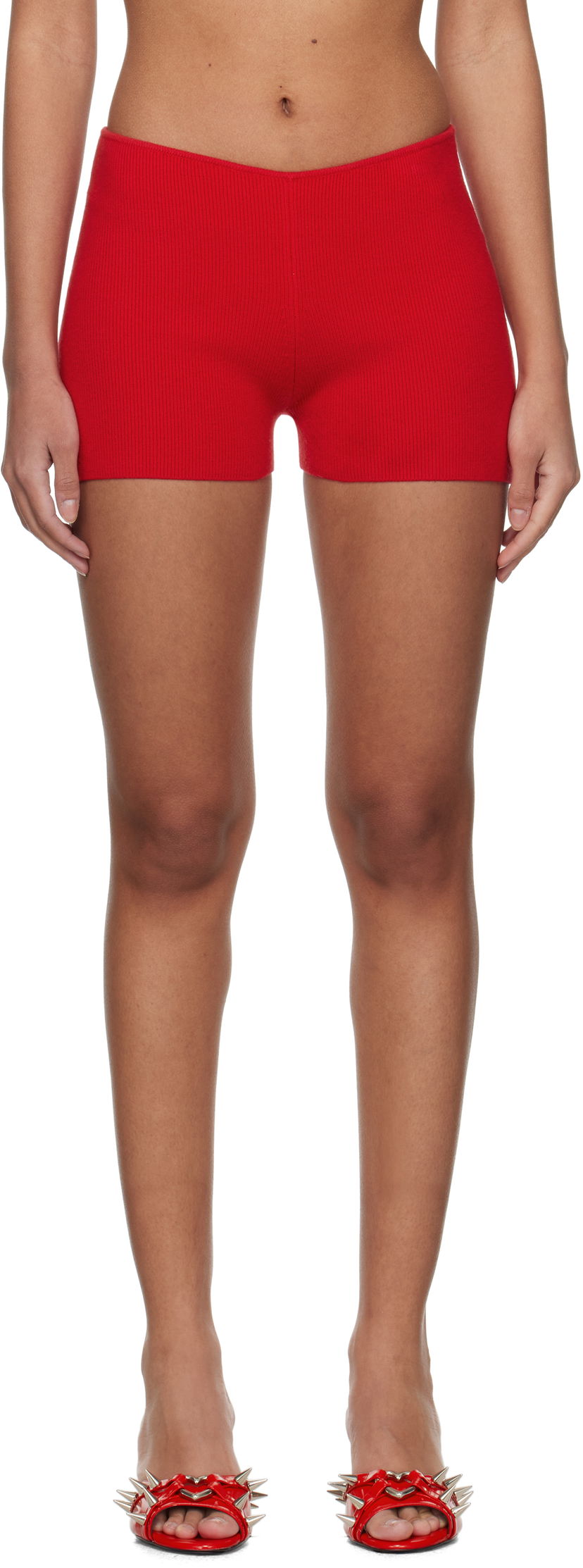 Шорти GUIZIO Guizio Rib Knit Hot Shorts Червоний | R24604S011