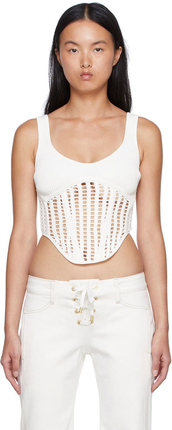 Безрукавка Dion Lee Recycled Viscose Tank Top with Lace Up білий | A7568S22