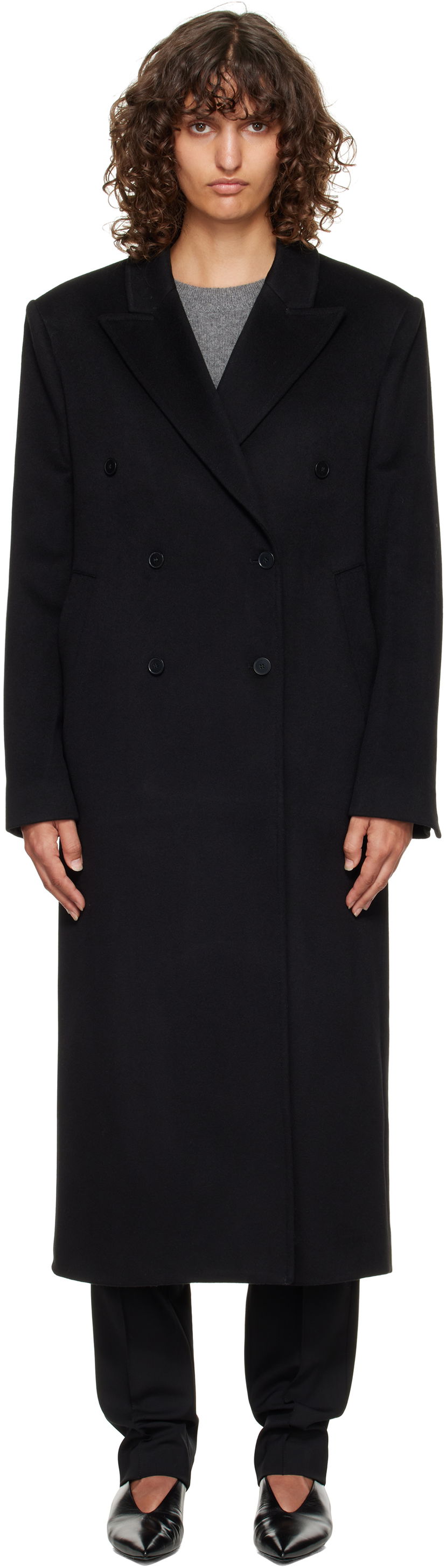 Пальто Loulou de Saison Loulou de Saison Rosco Double Breasted Long Coat чорний | ROSCO