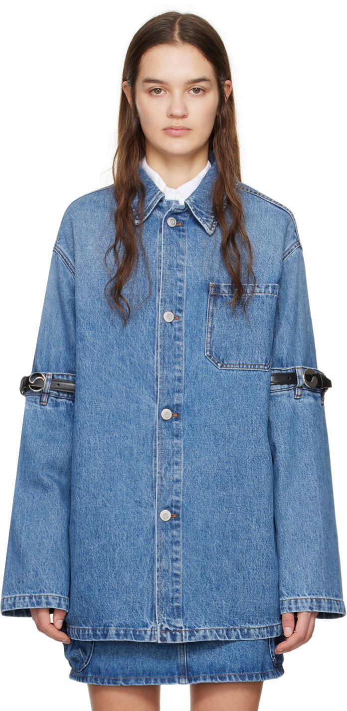 Куртка Coperni Coperni Denim Jacket with Open Elbow Detail Синій | COPCH36202