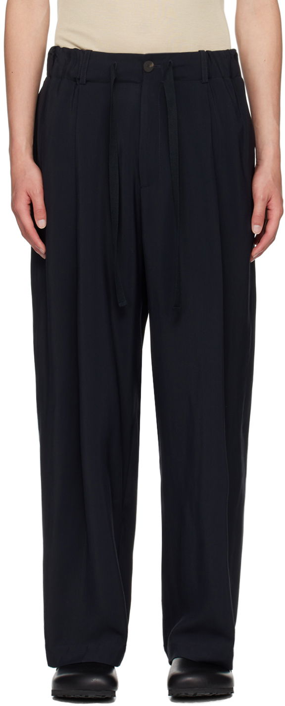Штани Studio Nicholson Studio Nicholson Noam Pleated Trousers темно-синій | NOAM SNM - 1186