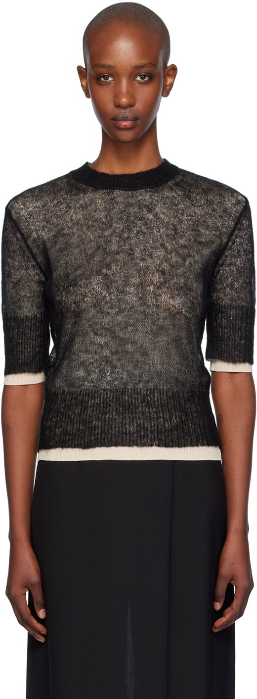 Cветр BOSS Sheer Sweater чорний | 50523754