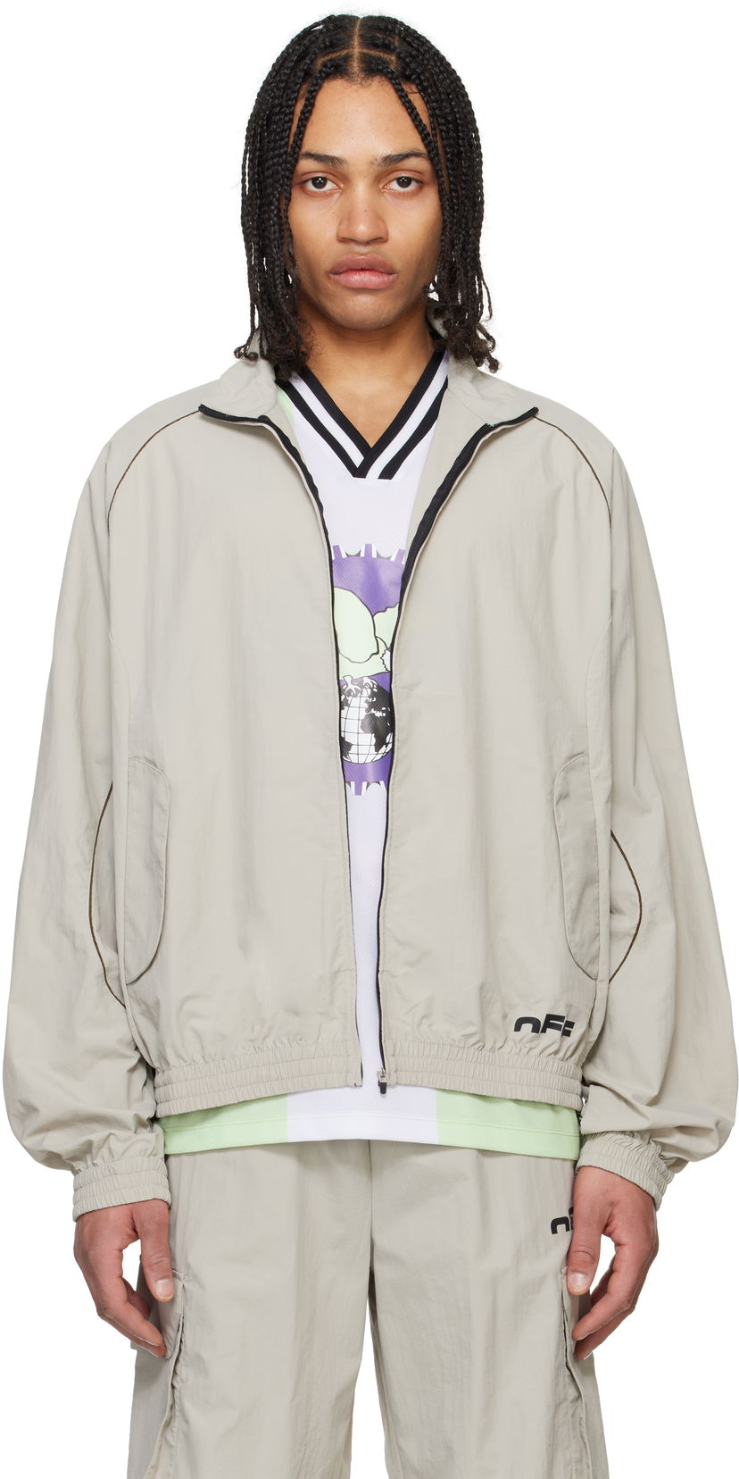 Вітровка Off-White Off-White Split Track Jacket бежевий | OMBD05AS25FAB0010500
