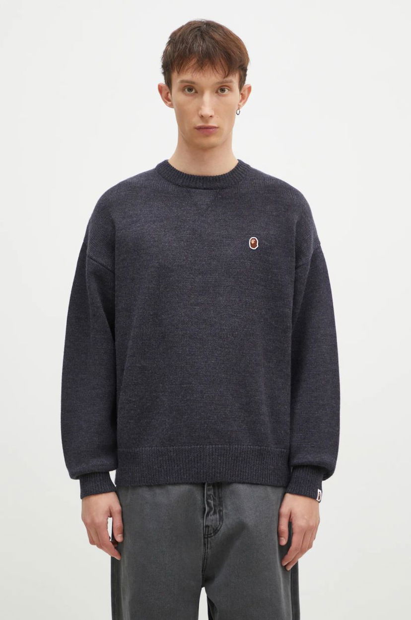 Cветр BAPE One Point Logo Knit Sweater Синій | 1K80120305