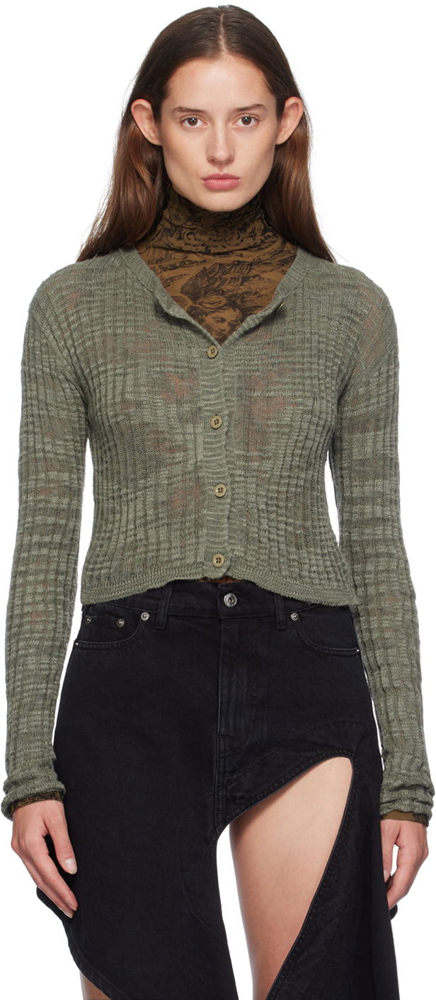 Cветр Acne Studios Green Wide Rib Cardigan Сірий | A60515-
