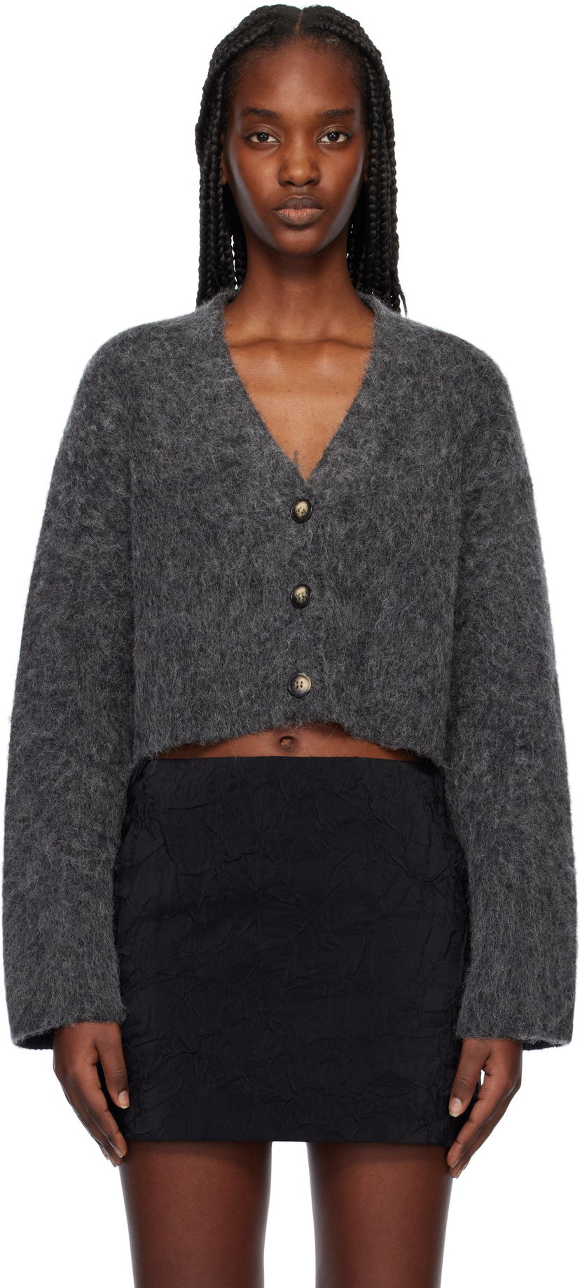 Cветр Nanushka Cropped Cardigan Сірий | NW24FWSW44497