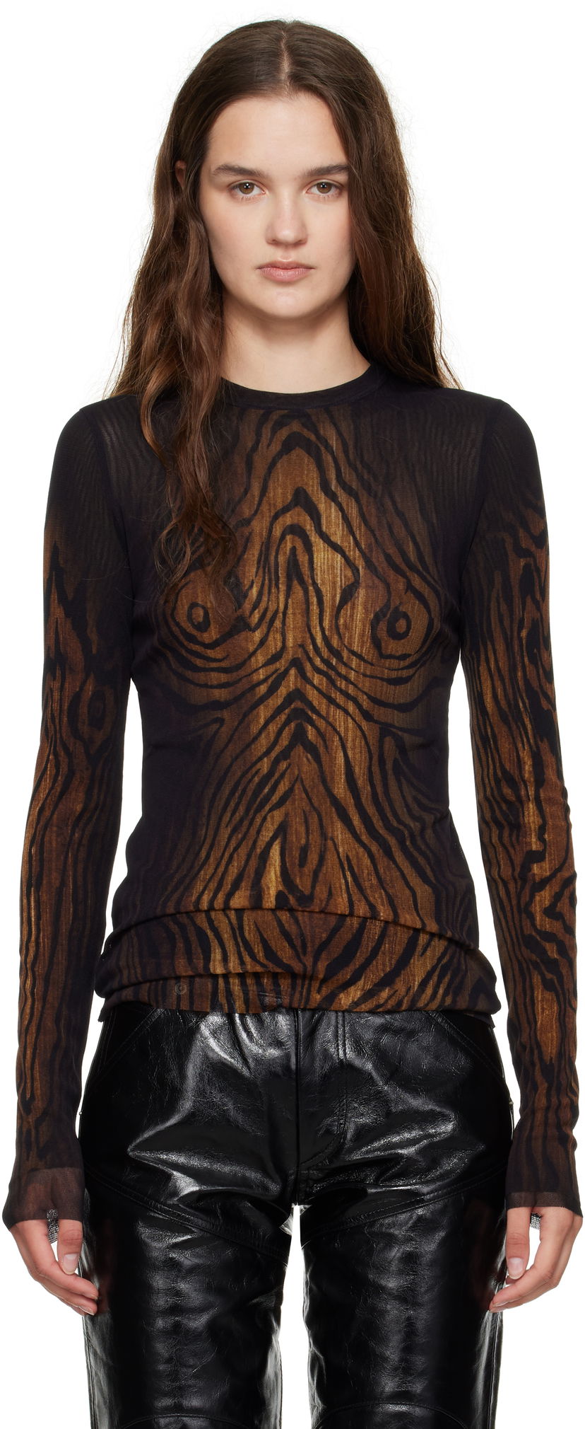 Футболка Jean Paul Gaultier Jean Paul Gaultier 'The Wood' Long Sleeve Коричневий | 25/03-W-TO335-M002P-0060