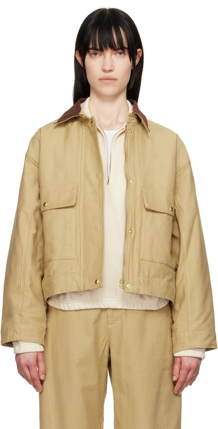 Куртка rag & bone Rag & Bone Nonie 2-in-1 Twill Jacket бежевий | WAW25S20167516