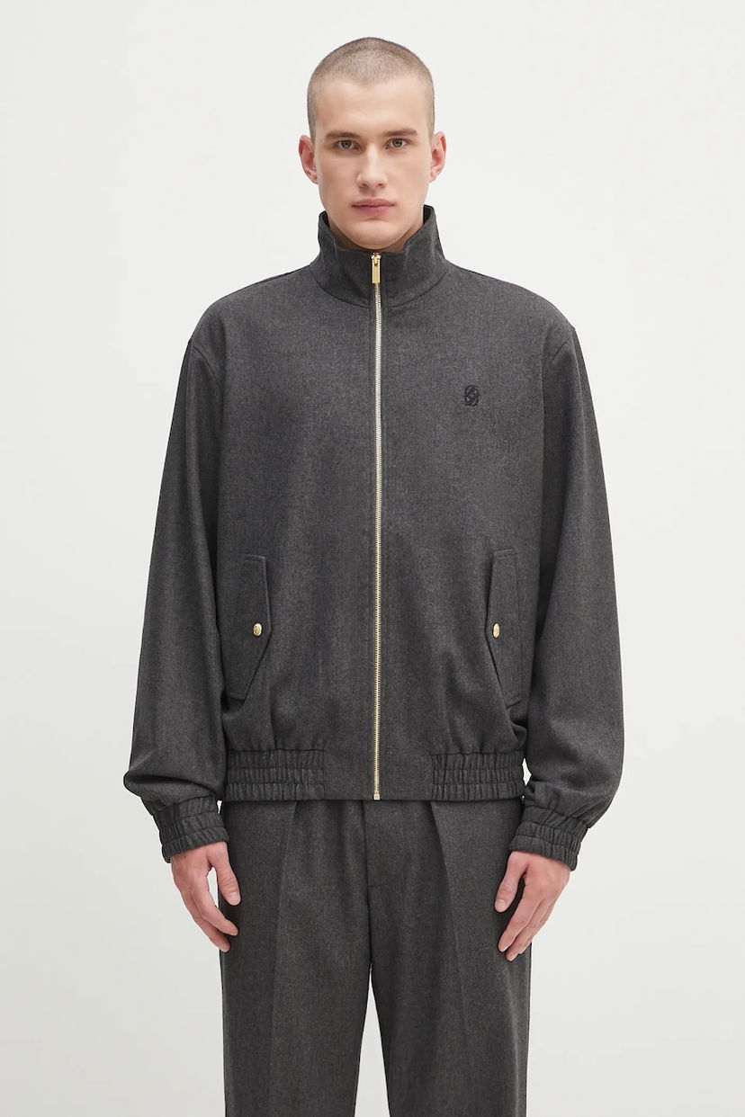 Куртка бомбер Drôle de Monsieur Drôle de Monsieur La Trackjacket Flanelle Wool Bomber Jacket Сірий | H.JT234.WV008