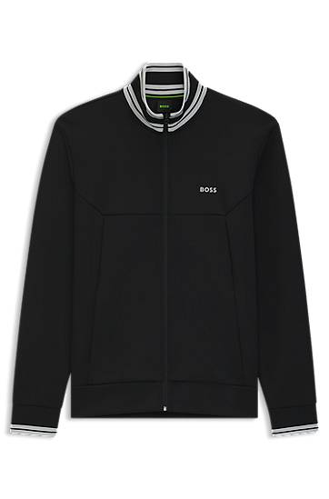 Куртка BOSS Zip-Up Sweatshirt with Striped Trims чорний | 50543081