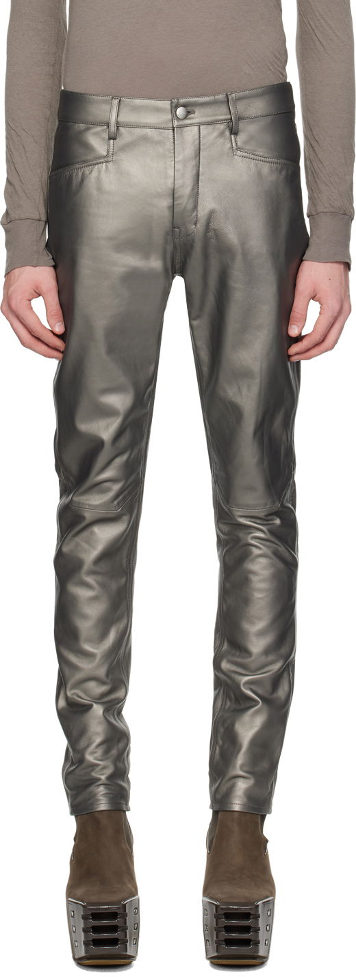 Штани Rick Owens Rick Owens Tyrone Leather Pants Металік | RU01D3393 LLPM