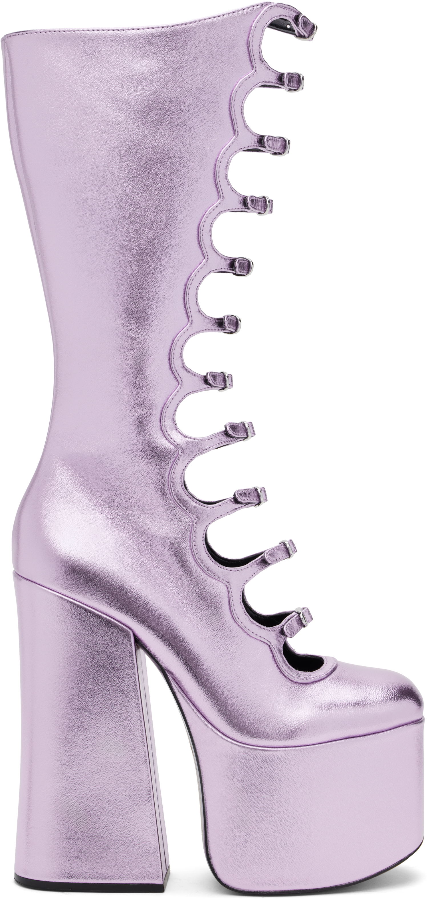 Догляд за взуттям Marc Jacobs Marc Jacobs 'The Metallic Kiki' Knee-High Platform Boots Фіолетовий | 2R4FBO001F01, 0