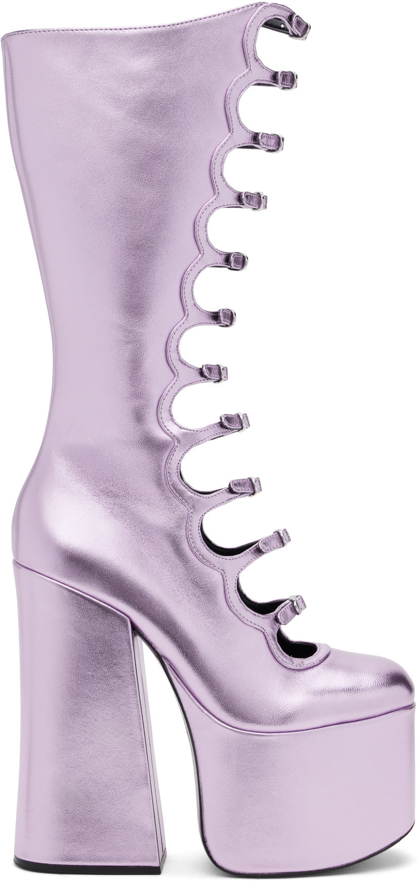 Догляд за взуттям Marc Jacobs Marc Jacobs 'The Metallic Kiki' Knee-High Platform Boots Фіолетовий | 2R4FBO001F01