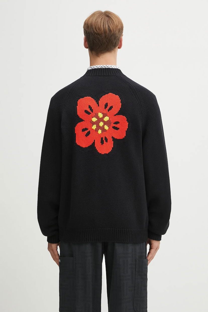 Cветр KENZO Kenzo Wool Blend Cardigan with Flower Design чорний | FF65CA7443LA