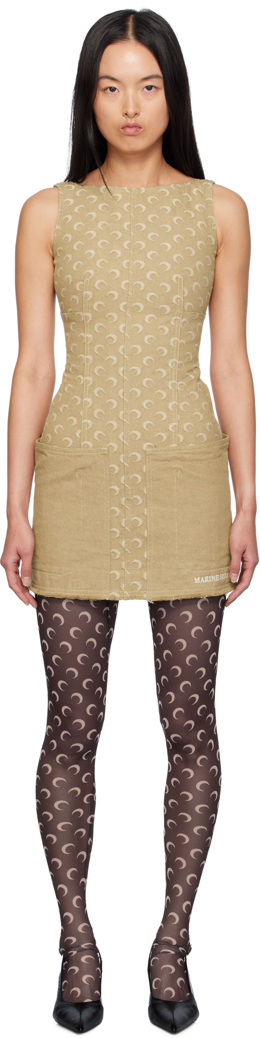 плаття Marine Serre Jacquard Twill Minidress бежевий | WDR292A